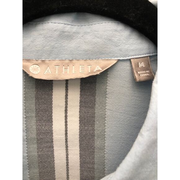 Athleta Women's Medium Button Up Shirt Blue - Picture 2 of 8